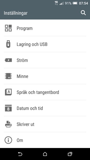 Scrolla till och välj Om