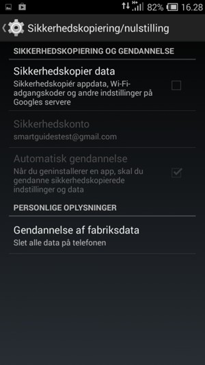Marker tjekboksen Sikkerhedskopier data
