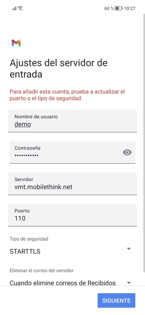 Seleccione Tipo de seguridad