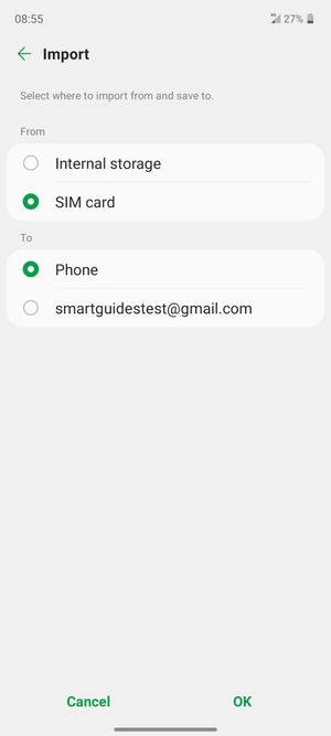 Select your Google account and select OK