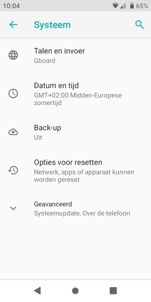 Selecteer Back-up