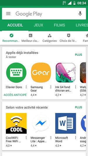 Sélectionnez la barre de Recherche