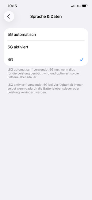 Wählen Sie 4G