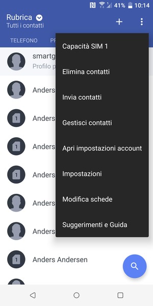Seleziona Gestisci contatti