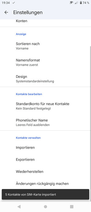 Ihre Kontakte werden in Ihrem Google Konto gespeichert und auf Ihrem Handy gespeichert, wenn Google das nächste Mal synchronisiert wird.