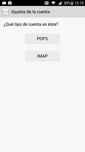 Seleccione POP3 o IMAP