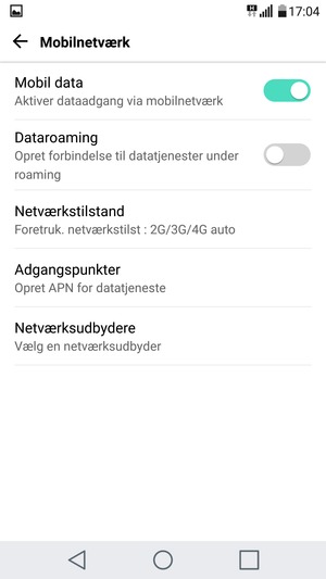 For at skifte netværk, hvis der opstår netværksproblemer, vælg Netværksudbydere