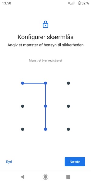 Tegn et oplåsningsmønster og vælg Næste