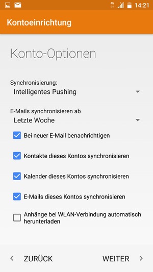 Wählen Sie WEITER