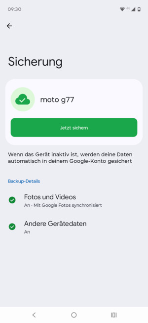 Wählen Sie Jetzt sichern