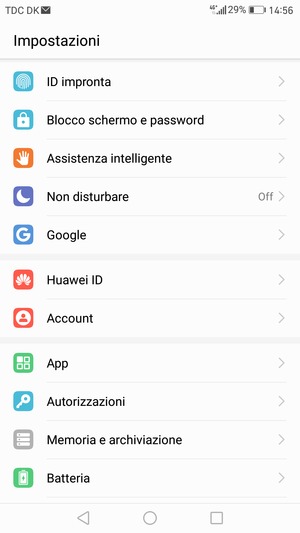 Scorri e seleziona Account