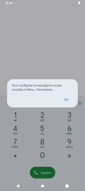 Si votre messagerie vocale n'est pas configurée, sélectionnez OK