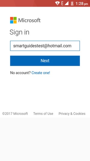 Enter your Email address and select Next