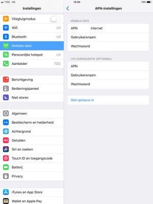 Selecteer Stel opnieuw in