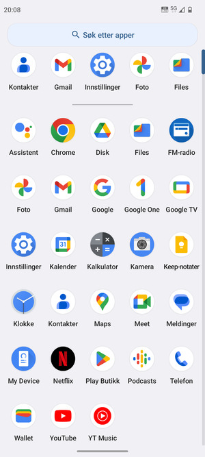 Velg Innstillinger