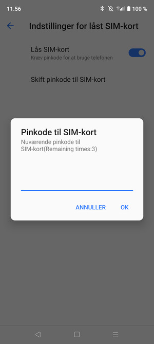 Indtast Nuværende PIN-kode til SIM-kort og vælg OK