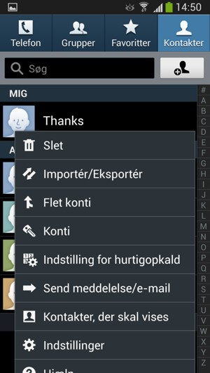 Vælg Importér/Eksportér