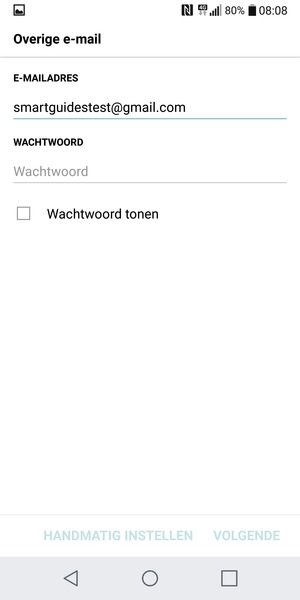 Voer uw Gmail adres in en selecteer Wachtwoord
