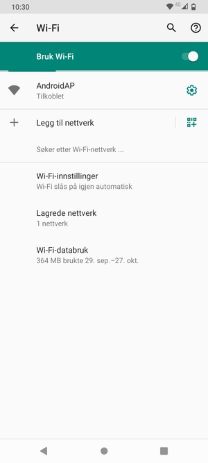 Du er nå koblet til Wi-Fi-nettverket