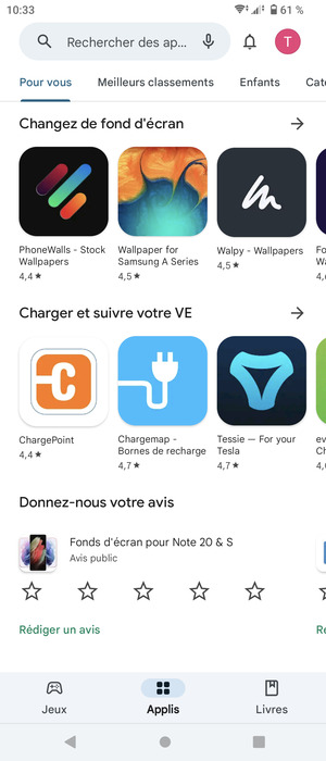 Sélectionnez la barre de Recherche
