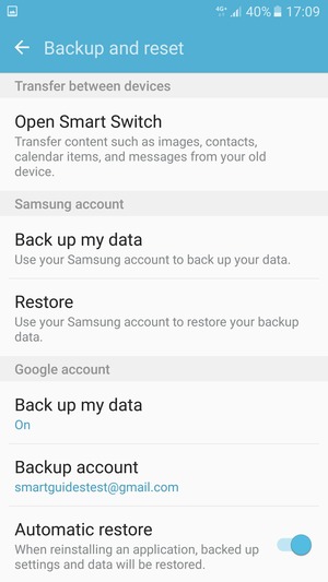 Select Backup account