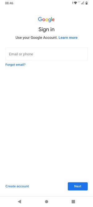 Enter your Gmail address and select Next