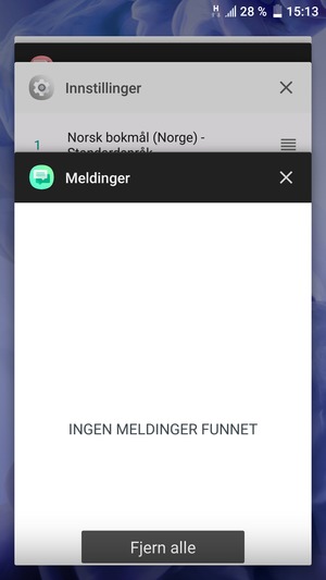 Velg Fjern alle for å lukke alle programmer som kjører
