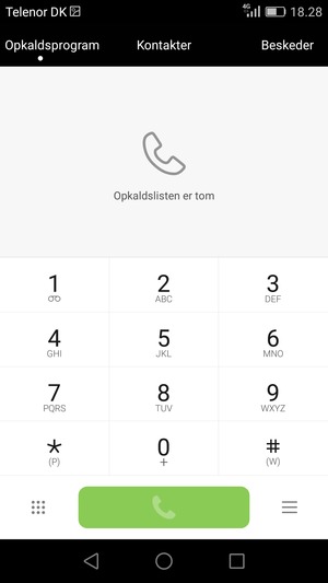 Tryk og hold 1-tallet nede