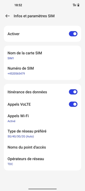 Activer ou désactiver Itinérance des données