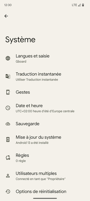 Sélectionnez Sauvegarde