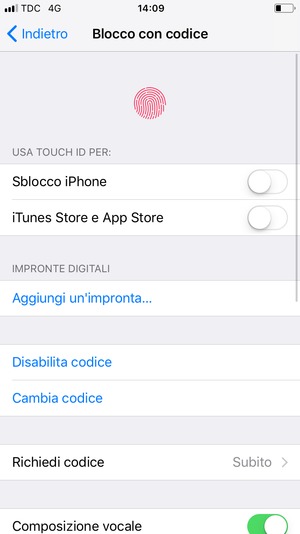 Seleziona Cambia codice