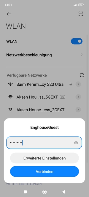 Geben Sie das WLAN-Passwort ein und wählen Sie Verbinden