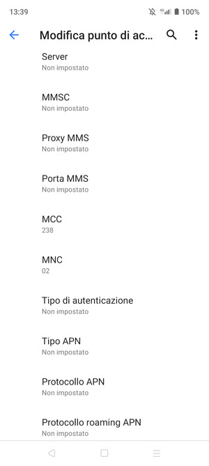 Scorri verso il basso e inserisci le informazioni degli MMS