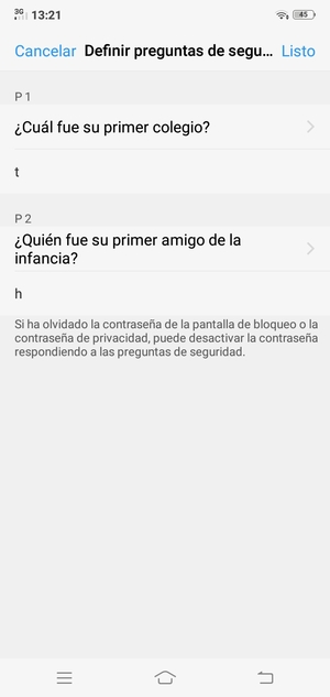 Introduzca la respuesta y seleccione Listo