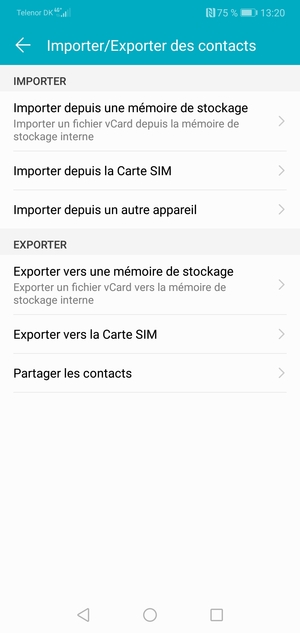 Sélectionnez Importer depuis la Carte SIM