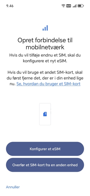 Vælg Konfigurer et eSIM