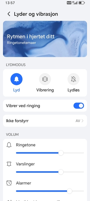 Velg ønsket alternativ