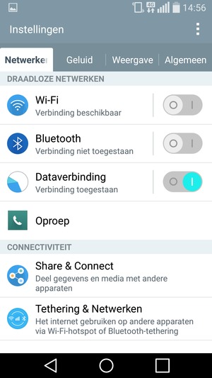 Selecteer Netwerken en Tethering & Netwerken