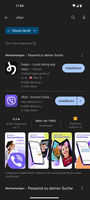 Wählen Sie die App