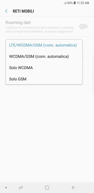 Seleziona Solo GSM per abilitare 2G