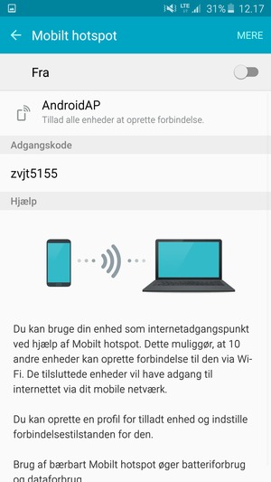 Vælg Menu-knappen eller vælg MERE
