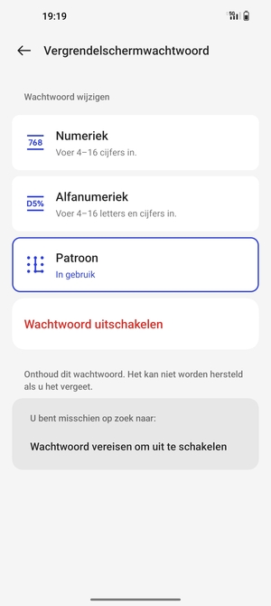 Uw telefoon is nu beveiligd met een schermvergrendeling