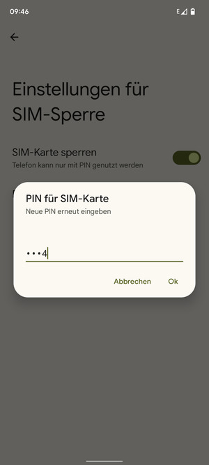 Bestätigen Sie Ihre neue PIN für SIM-Karte und wählen Sie OK