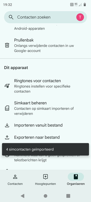 Uw contactpersonen worden opgeslagen naar uw Google-account en naar uw telefoon de volgende keer dat Google gesynchroniseerd wordt.