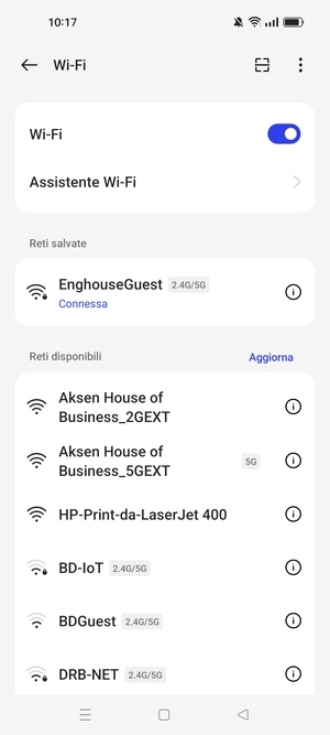 Ora sei connesso alla rete Wi-Fi
