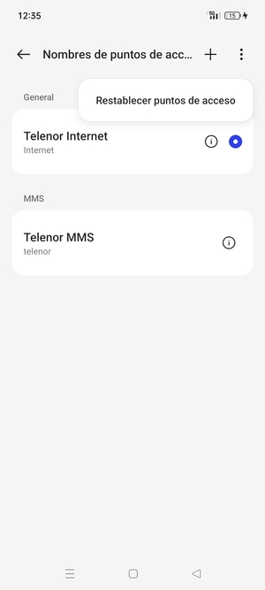 Seleccione Restablecer puntos de acceso