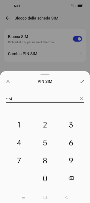 Inserisci PIN attuale per questa scheda SIM e seleziona OK