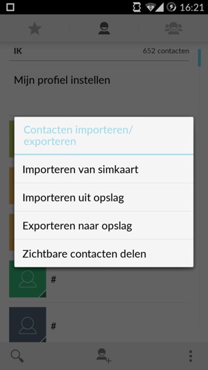 Selecteer Importeren van SIM-kaart