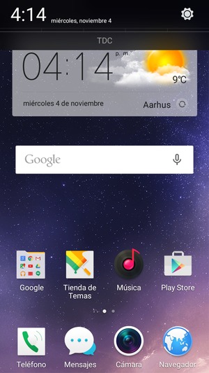Deslice hacia abajo el menú superior