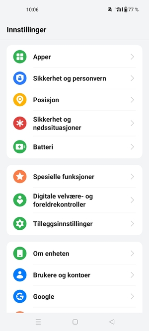 Bla til og velg Sikkerhet og personvern